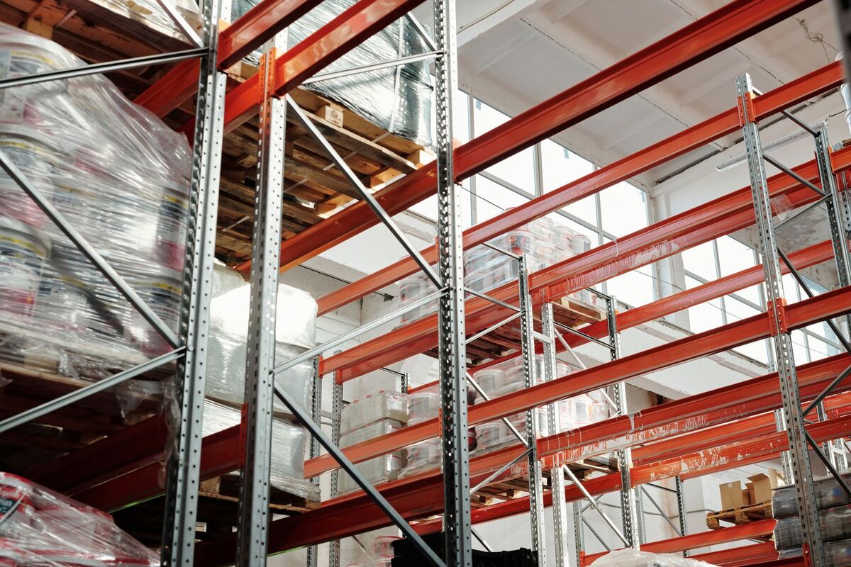 Warehouse racking in a distribution centre
