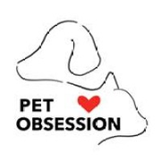 Pet Obsession logo: a dog and a cat in outline with a red heart